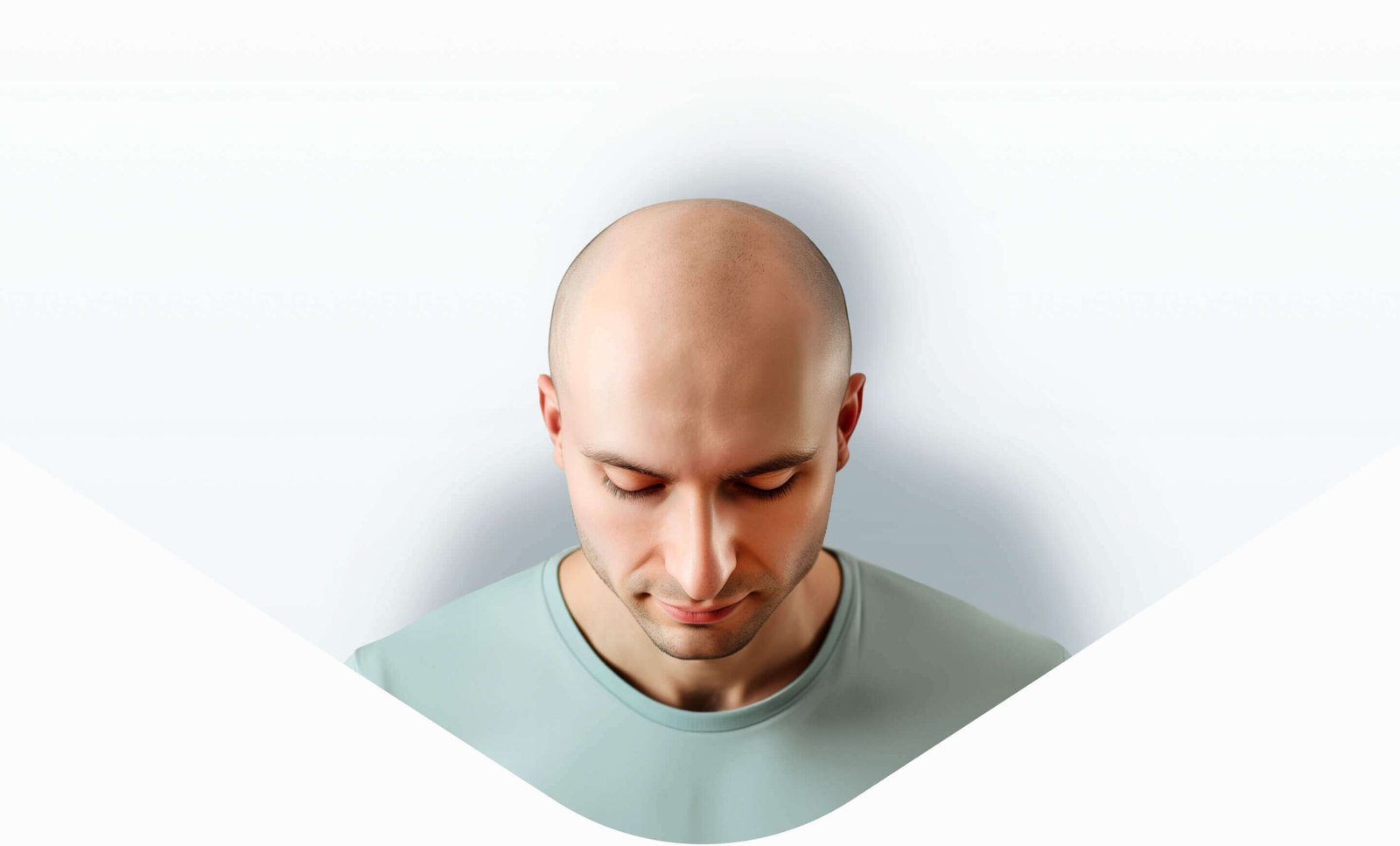 Homem careca visto de cima, usado como mapa para a calculadora de enxertos